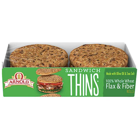 Arnold Flax & Fiber Sandwich Thins, 6 Rolls