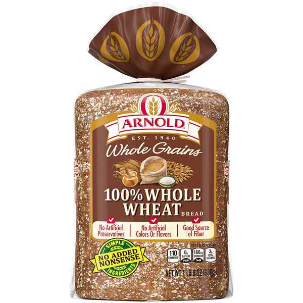 Arnold Bread, 100% Whole Wheat, 24 oz