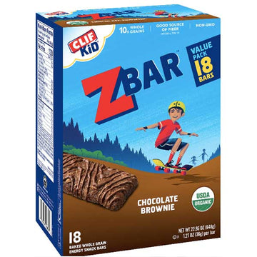 CLIF Kid ZBAR, Organic Granola Bars, Chocolate Brownie Cookie, 18 Ct