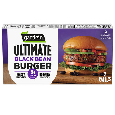 Gardein Ultimate Black Bean Burger, Plant-Based 1/4 lb. Frozen Patties, Vegan, 2 Count