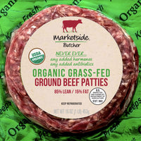 Marketside Organic Grass-Fed 85% Lean/15% Fat, Ground Beef, 1 lb - Water Butlers