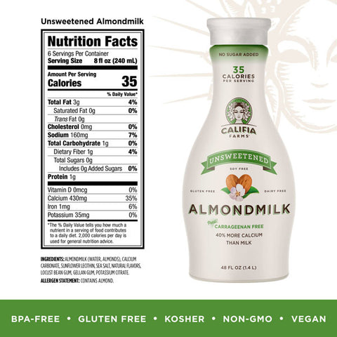 Califia Farms Unsweetened Almond Milk, 48 oz