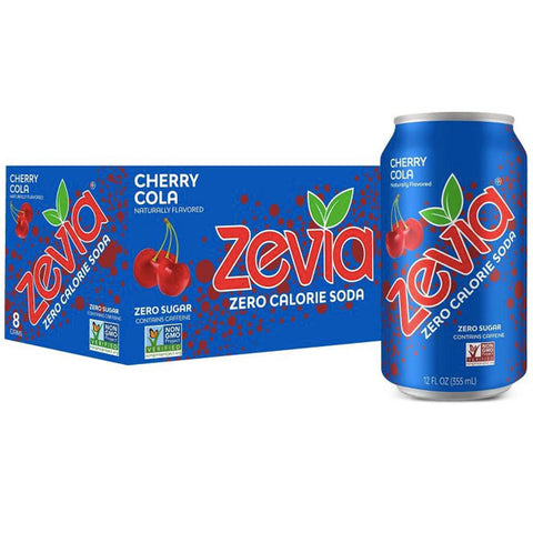 Zevia Cherry Cola Zero Calorie Soda, 12 fl oz, 8 Count