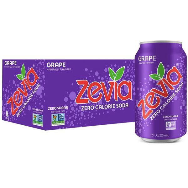 Zevia Grape Zero Calorie Soda, 12 fl oz, 8 Count