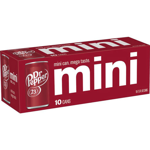 Dr Pepper Soda Pop, 7.5 fl oz Mini cans, 10 pack