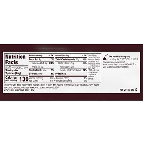 Hershey's Milk Chocolate With Almonds Candy, 12 Count