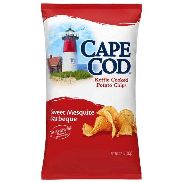 Cape Cod Potato Chips, Sweet Mesquite Barbeque Kettle Cooked Chips, 7.5 Oz