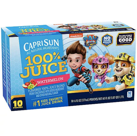 Capri Sun 100% Watermelon Juice, Paw Patrol, 10 Ct