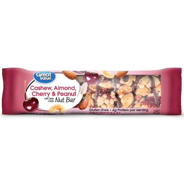 Great Value Cashew, Almond, Cherry & Peanut Nut Bars, 4 Count - Water Butlers