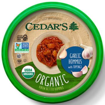 Cedar's Organic Topped Organic Garlic Hommus, 10 oz.