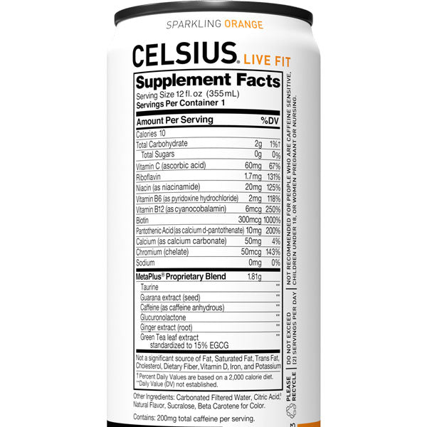 Celsius Essential Energy Drink, Sparkling Orange, 12 Fl Oz