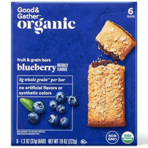 Good & Gather Organic Whole Grain Blueberry Fruit & Grain Bars, 6 Count