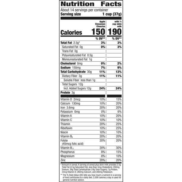 Cheerios Apple Cinnamon Heart Healthy Cereal, Family Size, 19 oz