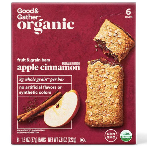 Good & Gather Organic Whole Grain Apple Cinnamon Fruit & Grain Bars, 6 Count