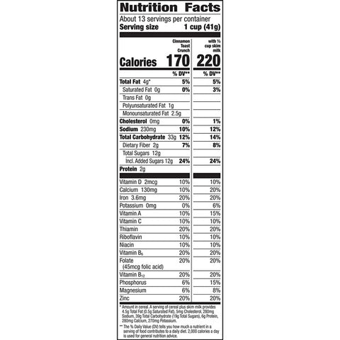 Cinnamon Toast Crunch, Breakfast Cereal with Whole Grain, 18.8 oz