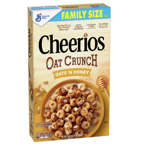 Cheerios Oat Crunch Oats & Honey Breakfast Cereal, Family Size, 24 oz