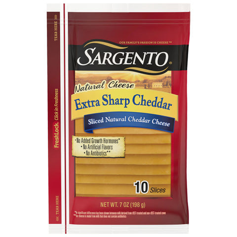 Sargento Sliced Extra Sharp Natural Cheddar Cheese, 10 Slices