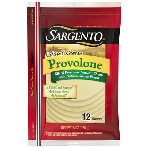 Sargento Sliced Provolone Natural Cheese with Natural Smoke Flavor, 12 slices