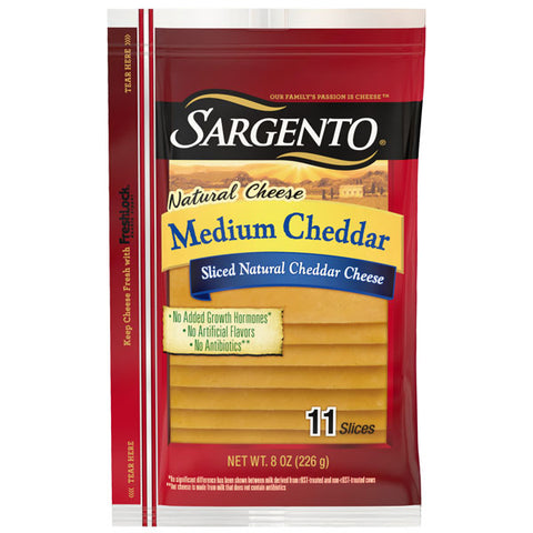 Sargento Sliced Medium Natural Cheddar Cheese, 11 Slices