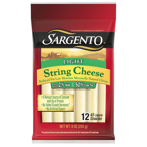 Sargento Reduced Fat Light String Cheese, 12 Count