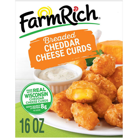 Farm Rich Breaded Wisconsin Cheddar Cheese Curds in a Crispy Coating, Frozen, 16 oz