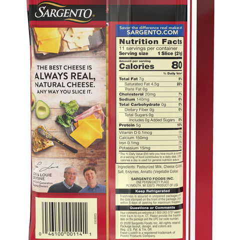 Sargento Sliced Medium Natural Cheddar Cheese, 11 Slices