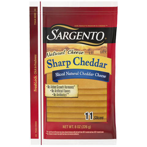 Sargento Sliced Sharp Natural Cheddar Cheese, 11 slices