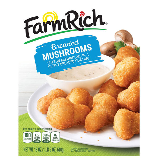 Farm Rich Breaded Mushrooms in a Crispy Breaded Coating, Frozen, 18 oz