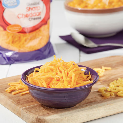 Great Value Shredded Sharp Cheddar Cheese, 8 oz - Water Butlers