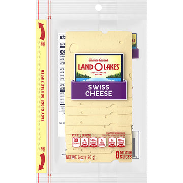 Land O Lakes Cheese Slices, Swiss Cheese, Deli Thin, 8 Count