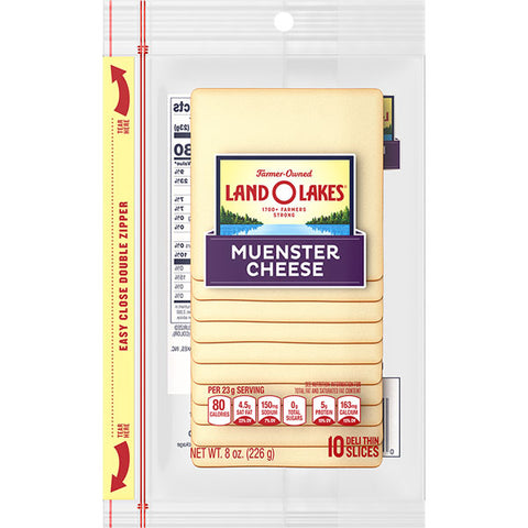 Land O Lakes Cheese Slices, Muenster Cheese, Deli Thin, 10 Count