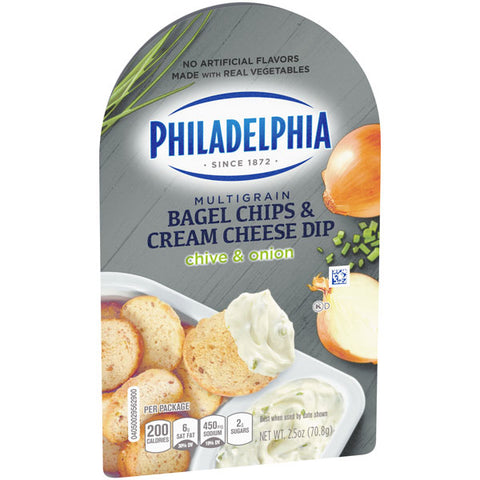 Philadelphia Bagel Chips and Chive and Onion Cream Cheese Dip, 2.5 oz