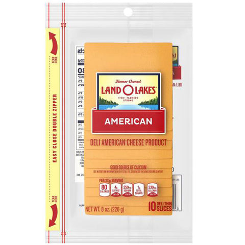 Land O Lakes Cheese Slices, American Cheese, Deli Thin, 10 Count