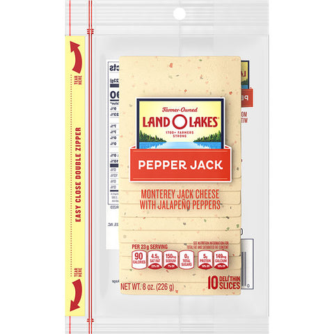 Land O Lakes Cheese Slices, Pepper Jack Cheese, Deli Thin, 10 Count