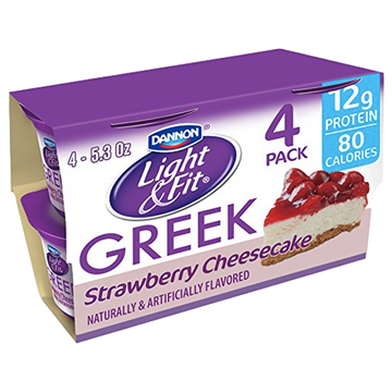 Dannon Light & Fit Greek Yogurt, Strawberry Cheesecake, 4Ct