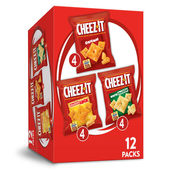 Cheez-It, Baked Snack Cheese Crackers, Variety Pack, 12 Ct