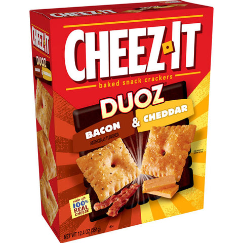 Cheez-It, Baked Snack Cheese Crackers, Duoz Bacon & Cheddar, 12.4oz