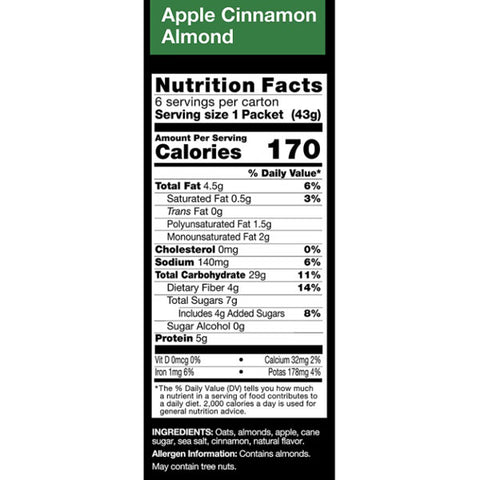 KIND Protein Oatmeal, Apple, Cinnamon & Almond, 10 grams of Protein, 6 Count