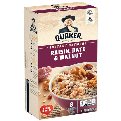 Quaker Instant Oatmeal, Raisin Date & Walnut, 8 Count