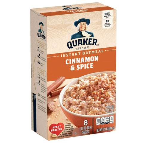 Quaker Instant Oatmeal, Cinnamon & Spice, 8 Count