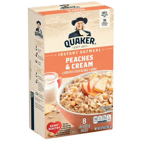 Quaker Instant Oatmeal, Peaches & Cream, 8 Count