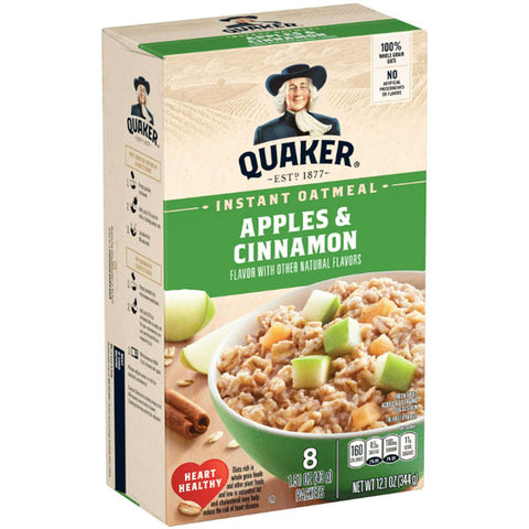 Quaker Instant Oatmeal, Apple & Cinnamon, 8 Count