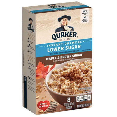 Quaker Instant Oatmeal, Lower Sugar Maple & Brown Sugar, 8 Count