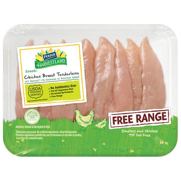 Perdue Harvestland Free Range Fresh Boneless Skinless Chicken Breast Tenderloins, 0.8-1.2 lbs