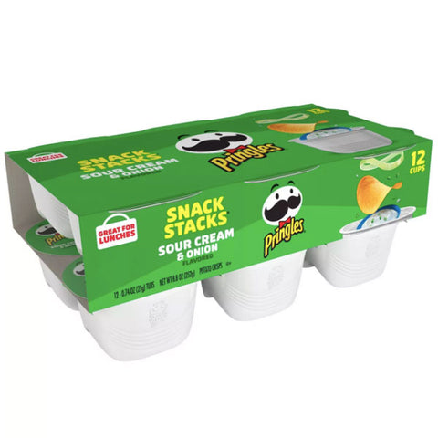 Pringles Potato Crisps Chips, Snack Stacks, Sour Cream & Onion, 12 Count