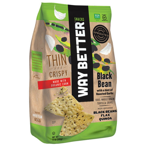 Thin & Crispy, Black Bean with a hint of Roasted Garlic Tortilla Chips, 11 oz.