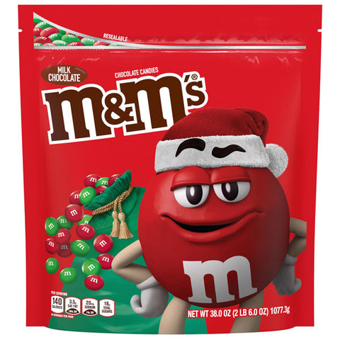 M&Ms Milk Chocolate Christmas Candy Bag, Chocolate, 38 Oz