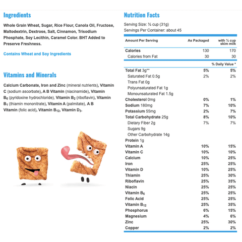 Cinnamon Toast Crunch Cereal, Family Size, 19.3 oz - Water Butlers