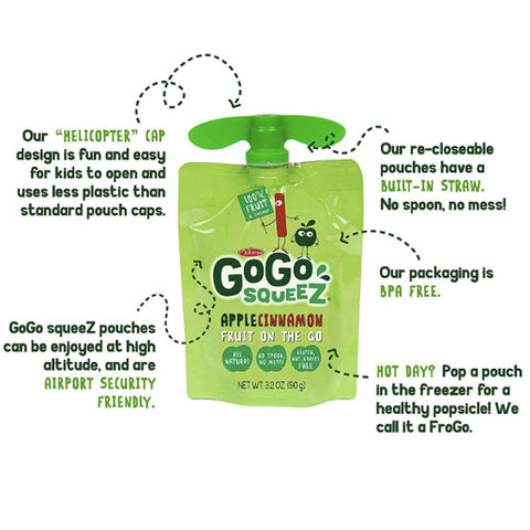 GoGo squeeZ Applesauce Cinnamon 3.2oz, 4 Ct - Water Butlers