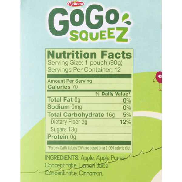 GoGo squeeZ Applesauce, Apple Cinnamon 3.2oz, 12 Ct - Water Butlers